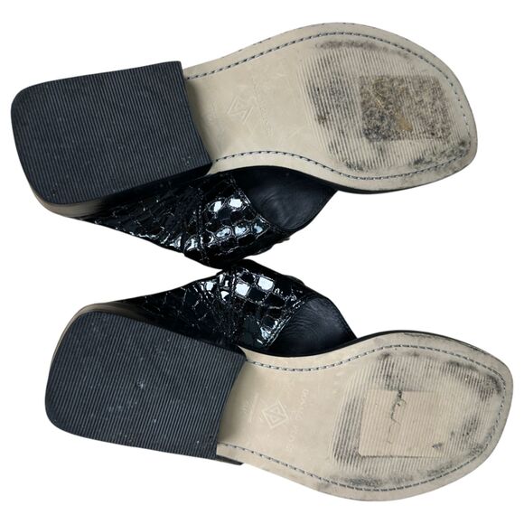 Donald Pliner Louise66 Patent Leather Croc Embossed Heeled Sandals Size 9 - Picture 6 of 7